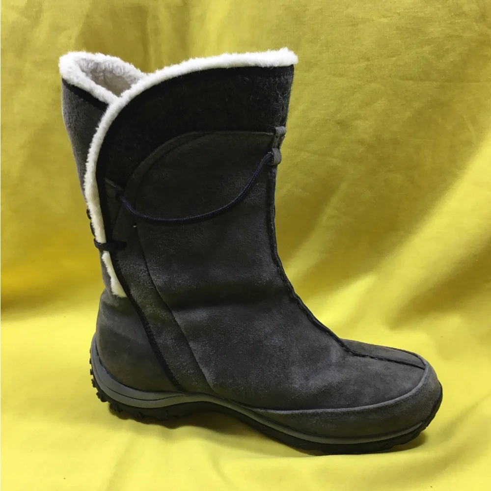 Patagonia Women’s  Waterproof Gray Suede Shearling-Trim Winter Boot SZ 8.5
